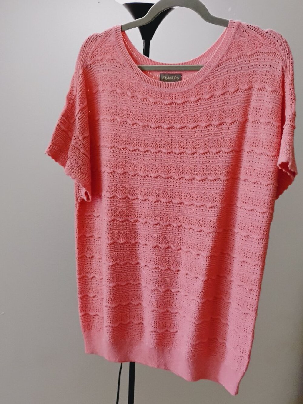 Style & Co Pink Metallic Knit Sweater - L